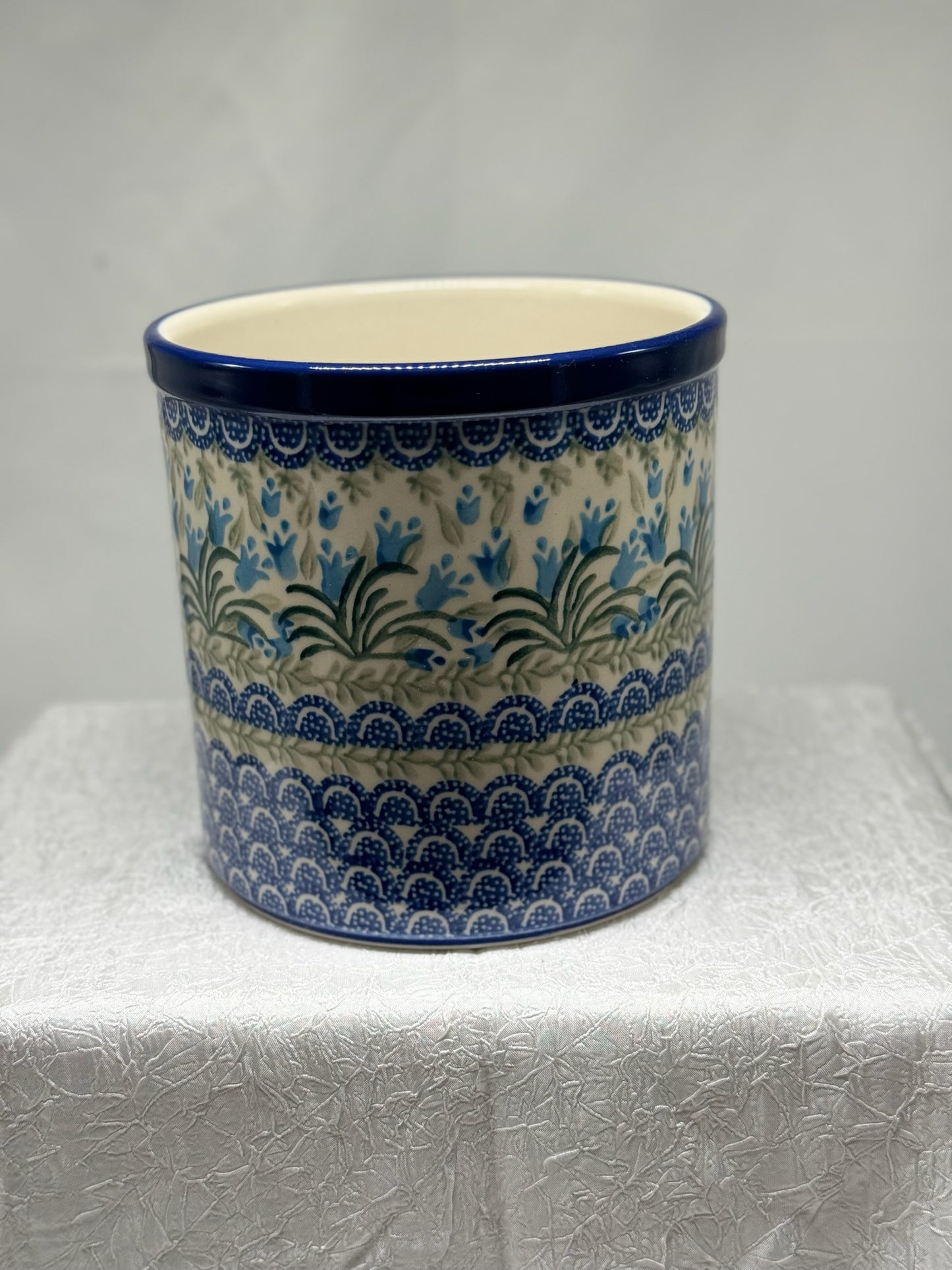 Polish Pottery - Utensil Holder - Blue Bells