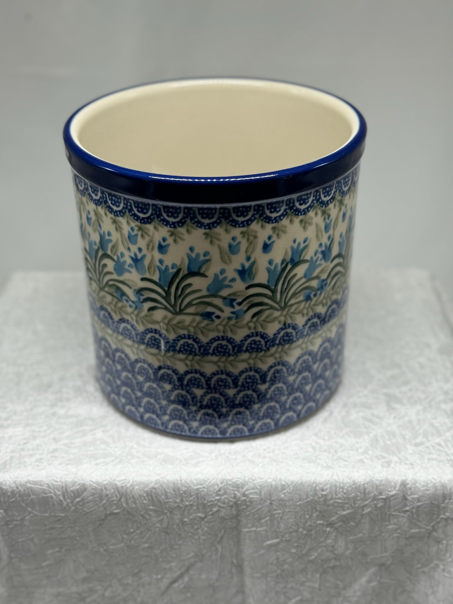 Polish Pottery - Utensil Holder - Blue Bells