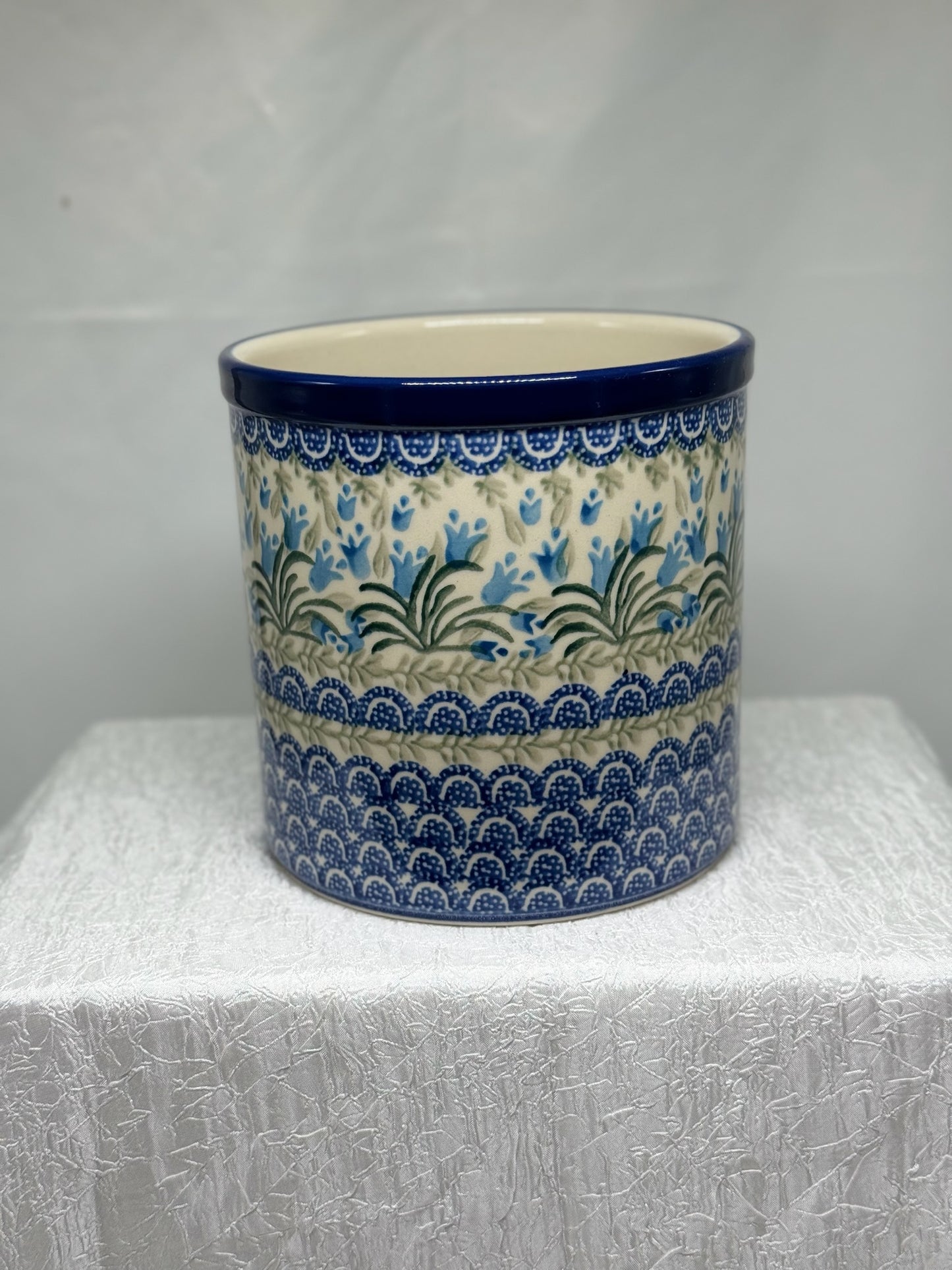 Polish Pottery - Utensil Holder - Blue Bells