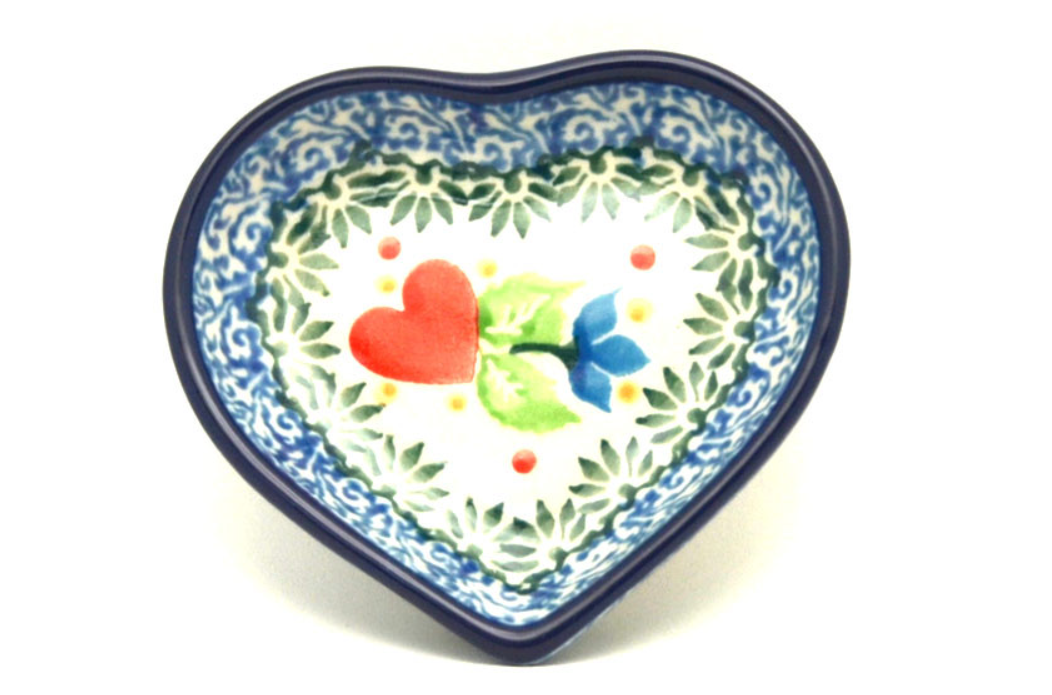 *CA Polish Pottery Tea Bag Holder - Heart - Pattern 2732