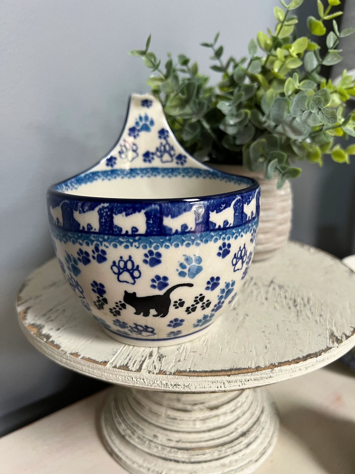 +CA Polish Pottery - Loop Handle Bowl Boo Boo Kitty- 845-1771x