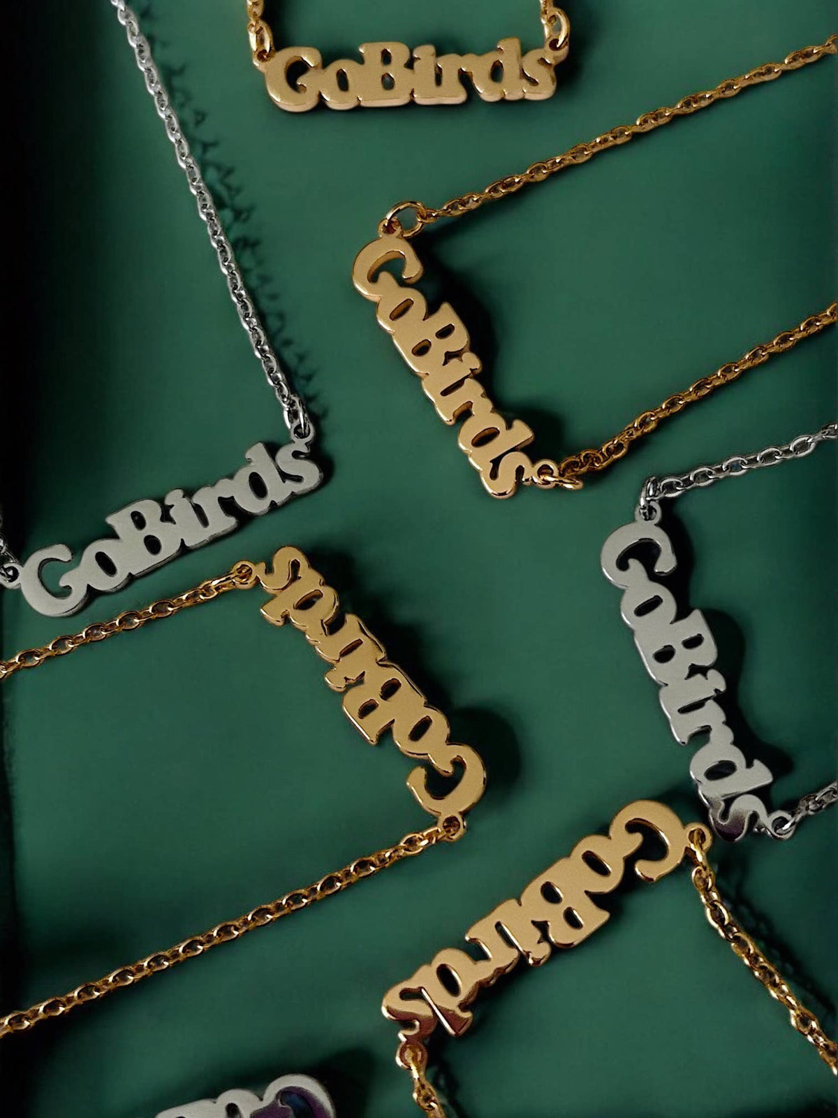 +GeoMetricGem - Go Birds Charm Necklace ~ Gold or Silver: Silver