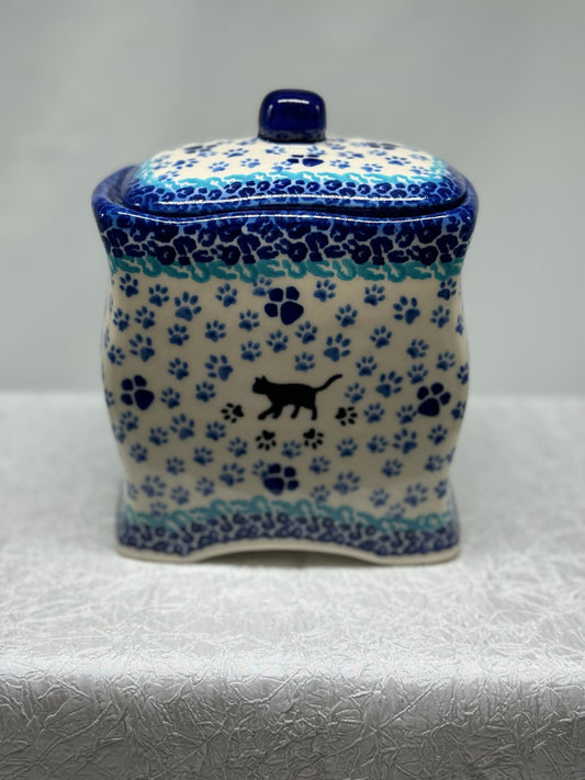 Polish Pottery Tea Canister - Kitty Pattern