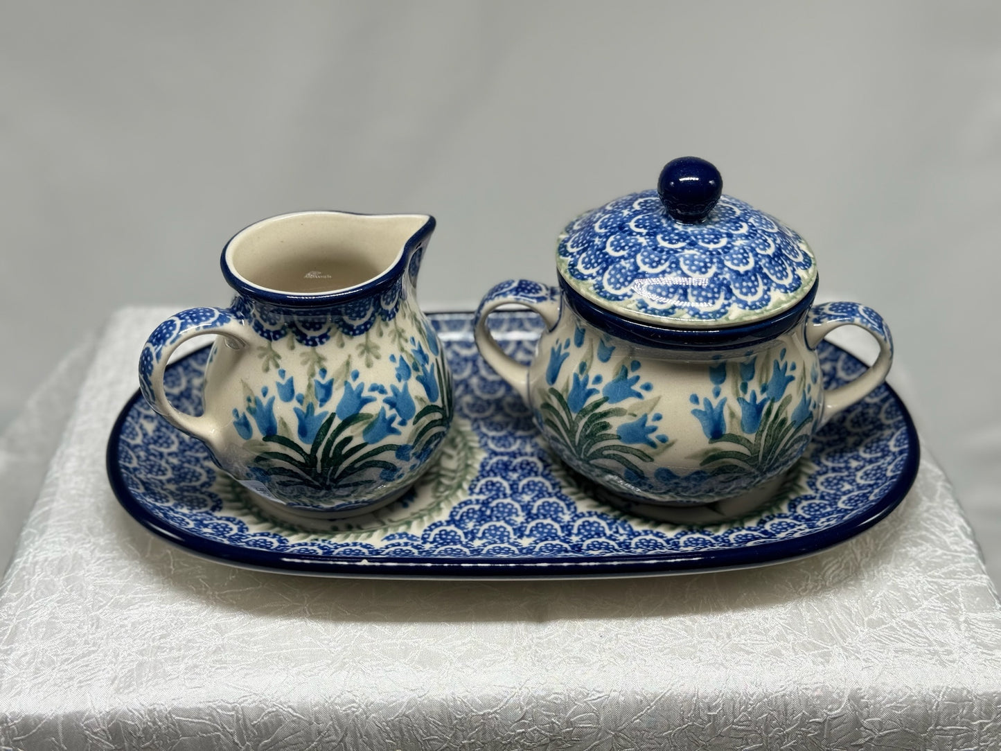 Polish Pottery - Cream & Sugar Set - Blue Bells