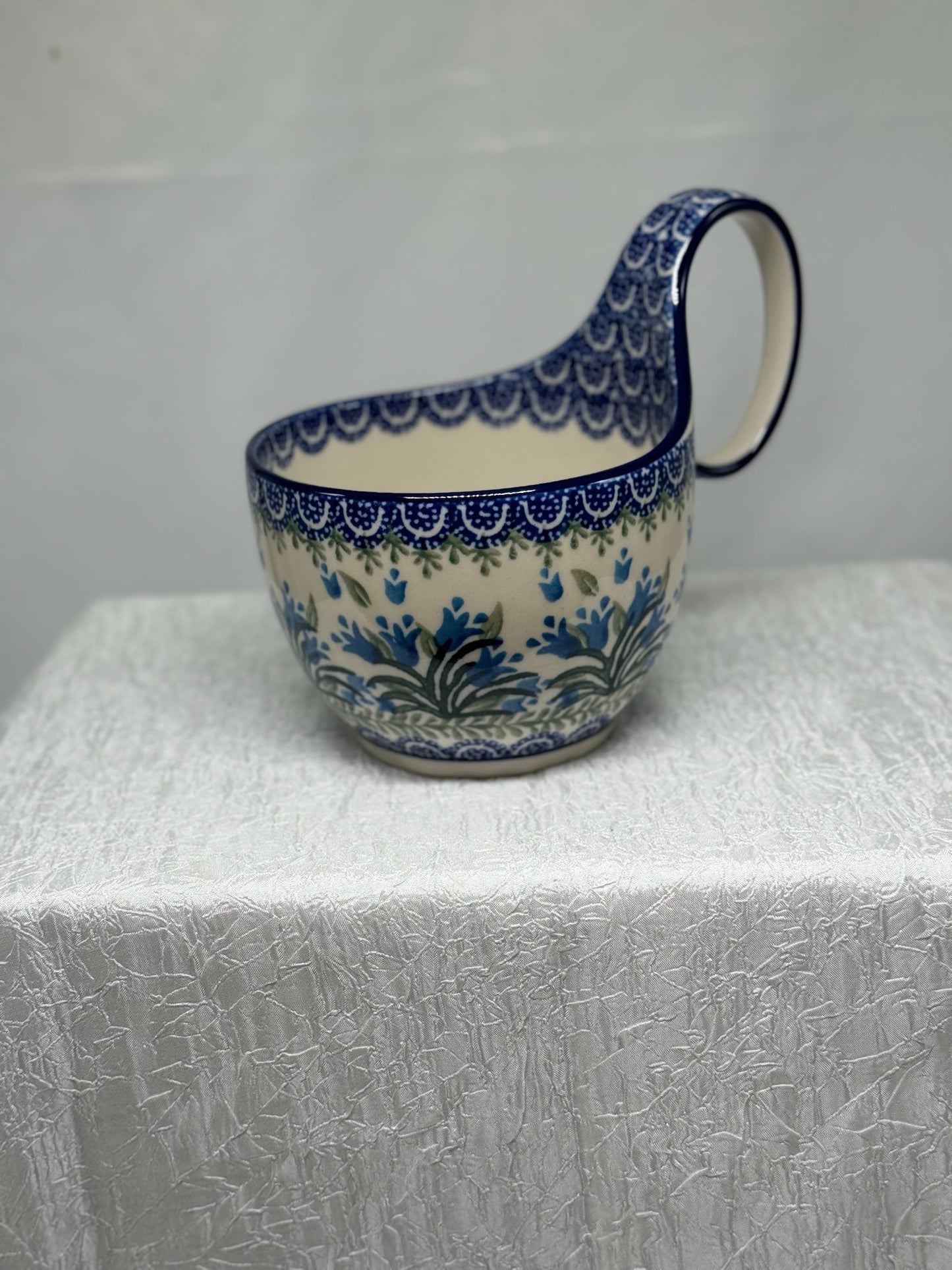 Polish Pottery - Loop Handle Bowl - Blue Bells