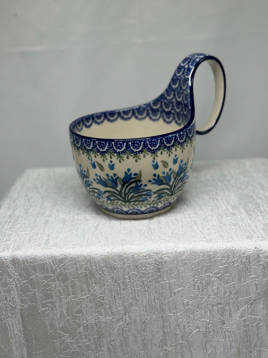 Polish Pottery - Loop Handle Bowl - Blue Bells
