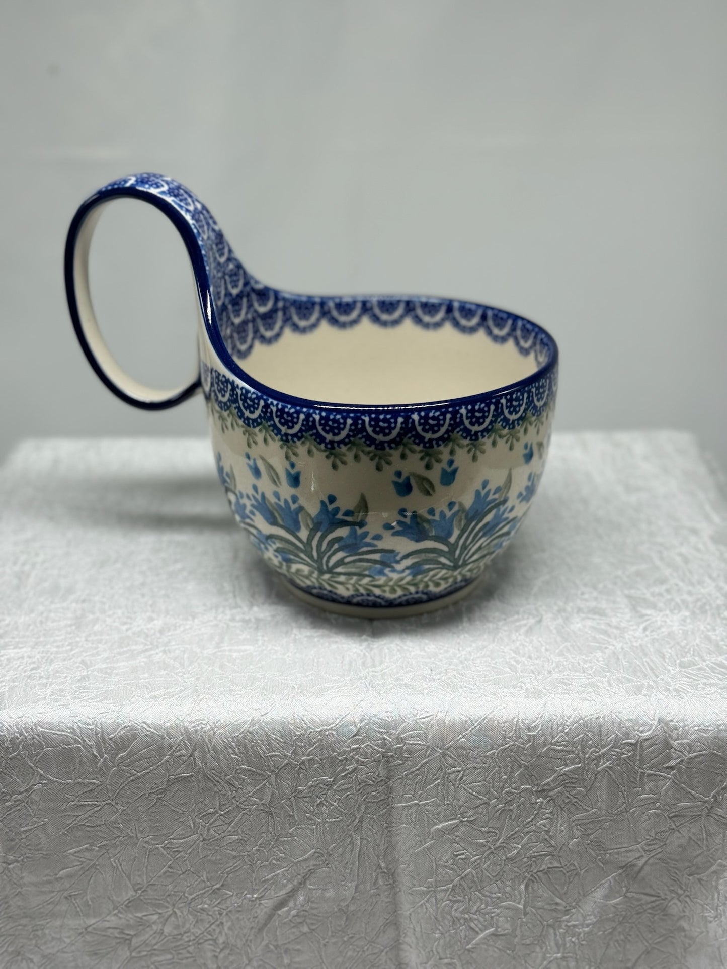 Polish Pottery - Loop Handle Bowl - Blue Bells