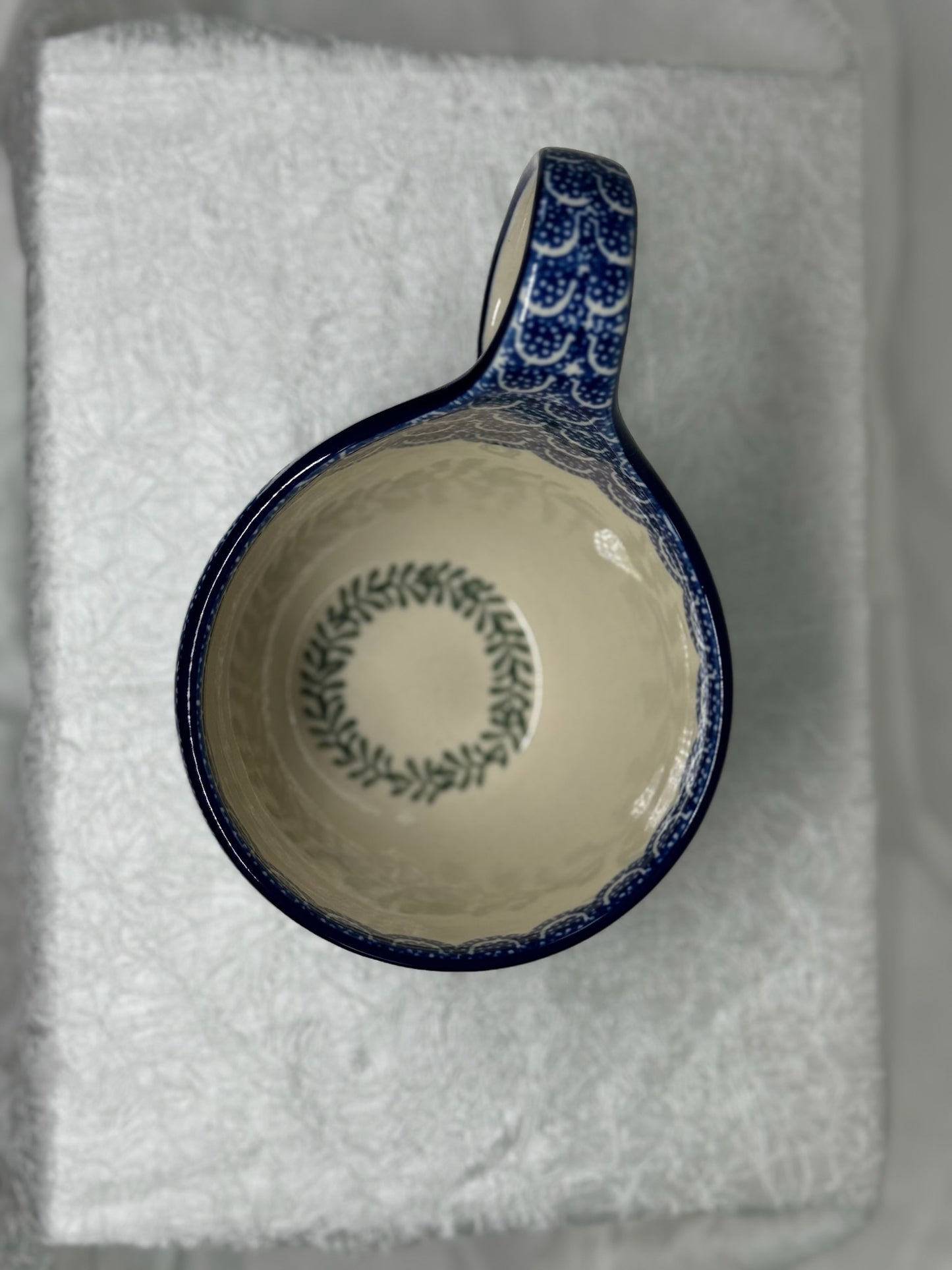 Polish Pottery - Loop Handle Bowl - Blue Bells