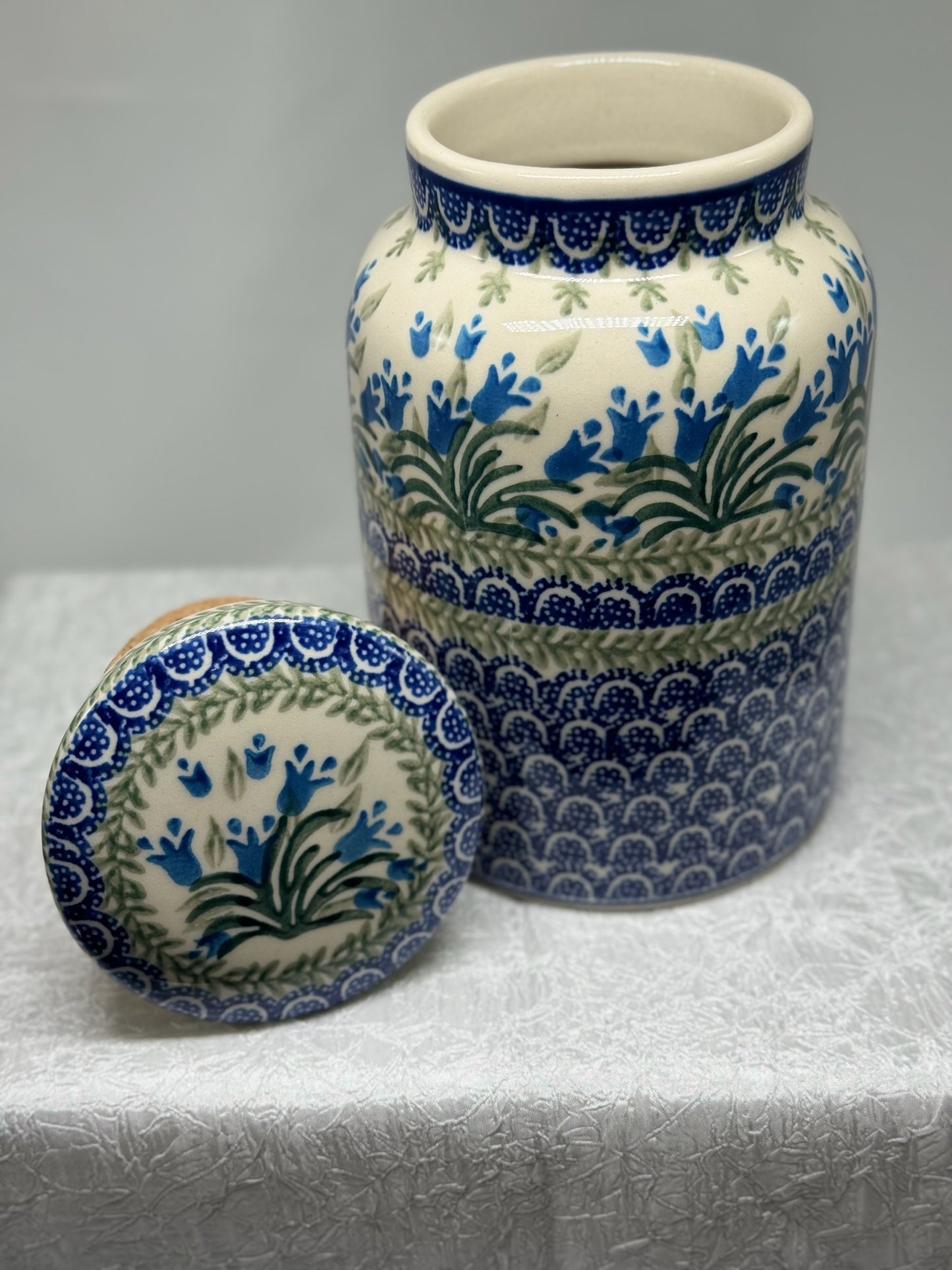 Polish Pottery Milk Jar - Blue Bells