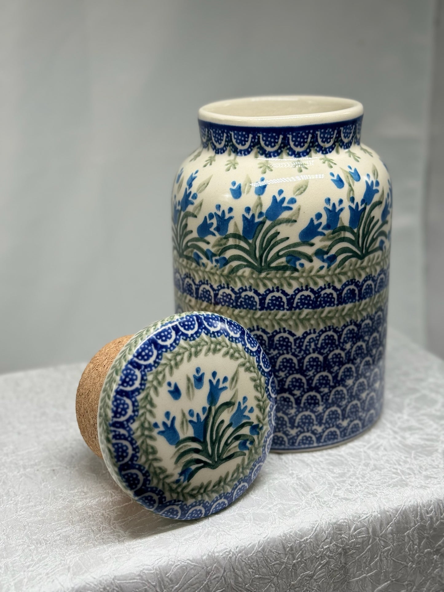Polish Pottery Milk Jar - Blue Bells