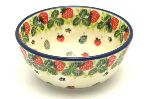 Polish Pottery Bowl - Ice Cream/Dessert - Strawberry Field
