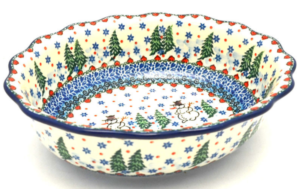 +CA Polish Pottery Bowl - Fluted Oval - D78 - U4661 Snowman