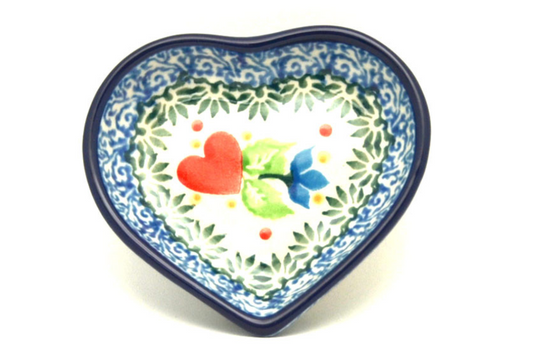 *CA Polish Pottery Tea Bag Holder - Heart - Pattern 2732