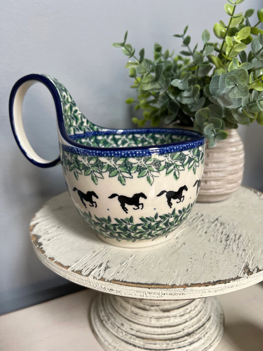 *CA Polish Pottery Loop Handle Bowl -845-2241