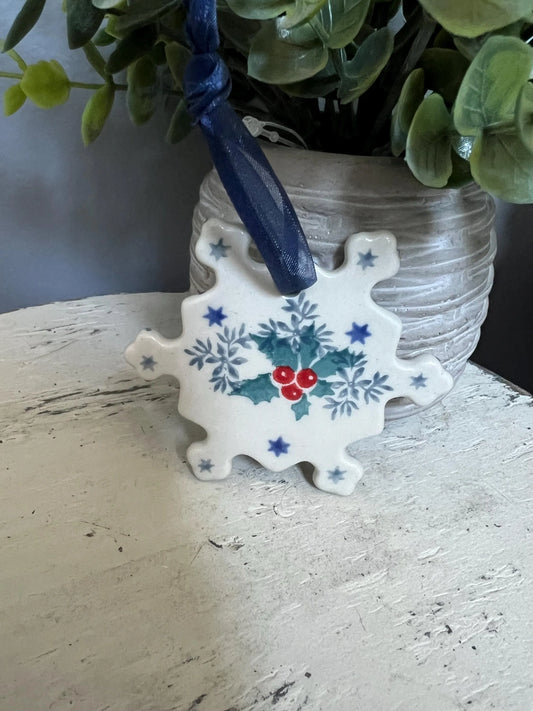 CA Polish Pottery Snowflake Ornament-A88-2973X