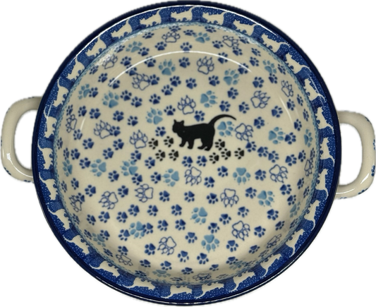 Polish Pottery - Round Baker w/ Handles - Boo Boo Kitty