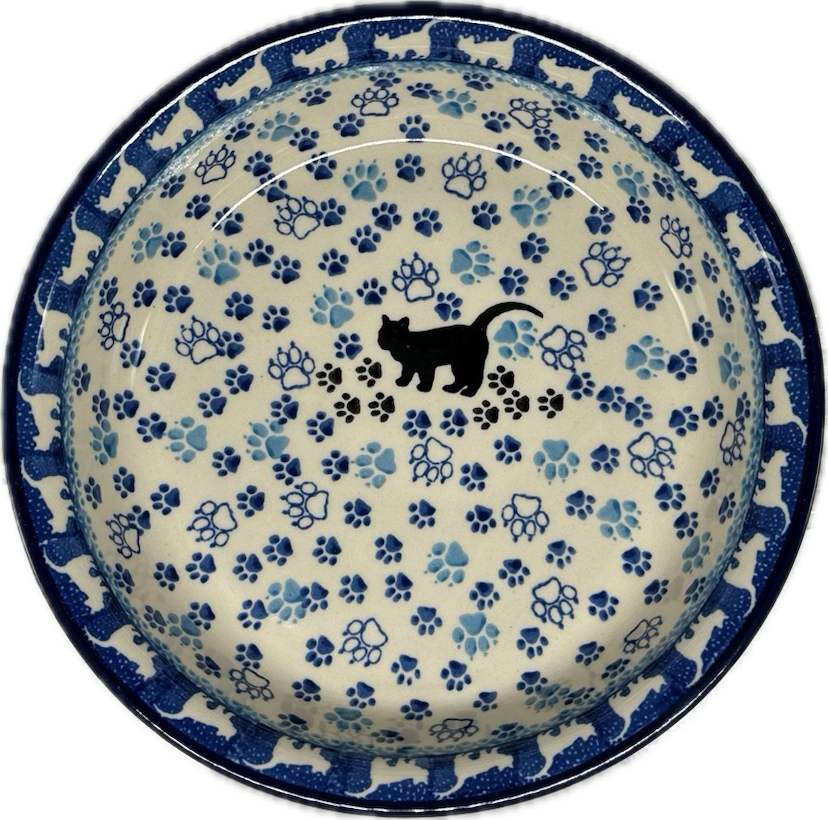 Polish Pottery - Round Baker w/ Handles - Boo Boo Kitty