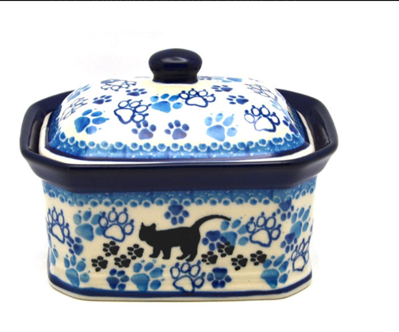+CA Polish Pottery Covered Container 385-1771